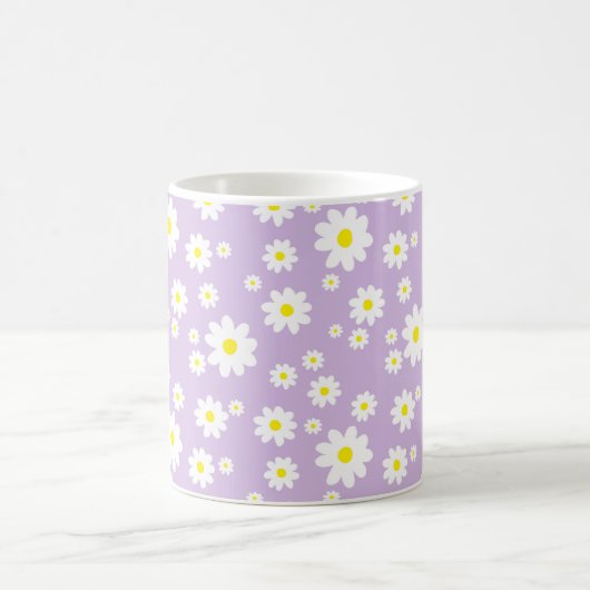Lila Daisy Pattern Frühjahrskaffee Kaffeetasse (Mittel)