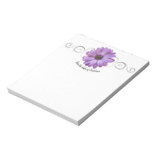 Lila Daisy Personalisiert Notepad Notizblock (Rotiert)