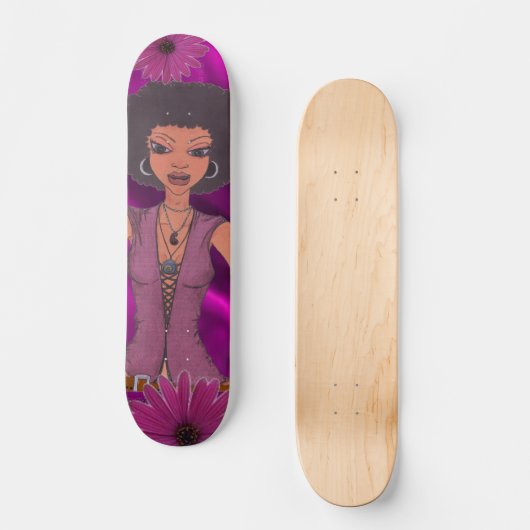 Lila Daisy Retro Girl Skateboard (Vorderseite)