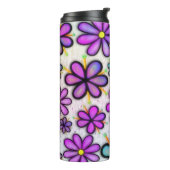 Lila Daisy Retro Thermosbecher (Nach links gedreht)