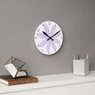Lila Daisy Round Clock Runde Wanduhr