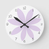 Lila Daisy Round Clock Runde Wanduhr (Vorderseite)