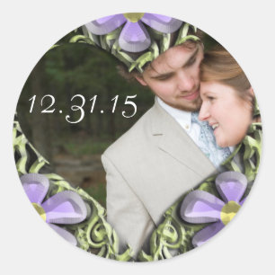 Lila Daisy Wedding Stickers Ihr Foto