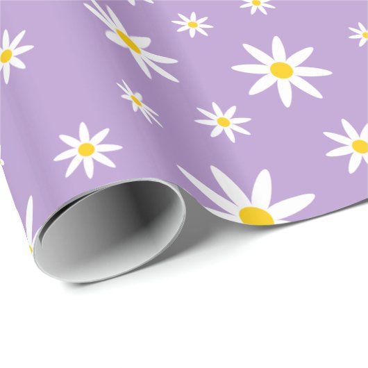 Lila Daisy Wrapping Paper Geschenkpapier (Rolleneckpunkt)