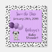 Lila Dalmatiner Kinderdusche Save the Date Magnet (Vorne)