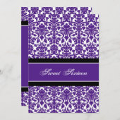Lila Damask 16. Geburtstagsparty Einladungen (Vorne/Hinten)