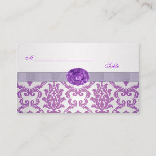 Lila Damask, amethystische Hochzeitsfotografie, Pl Platzkarte