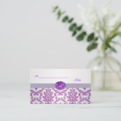 Lila Damask, amethystische Hochzeitsfotografie, Pl Platzkarte (Stehend Vorderseite)