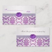 Lila Damask, amethystische Hochzeitsfotografie, Pl Platzkarte (Vorne/Hinten)