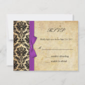Lila Damask Bow Wedding RSVP (Vorderseite)