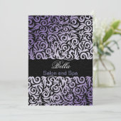 lila Damask Business Danke Cards (Stehend Vorderseite)