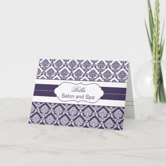 lila Damask Business Danke Cards (Vorderseite)