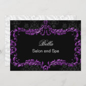 lila Damask Business Danke Cards (Vorne/Hinten)