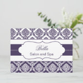 lila Damask Business Danke Cards (Stehend Vorderseite)