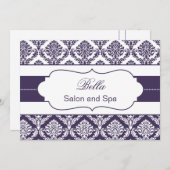 lila Damask Business Danke Cards (Vorne/Hinten)