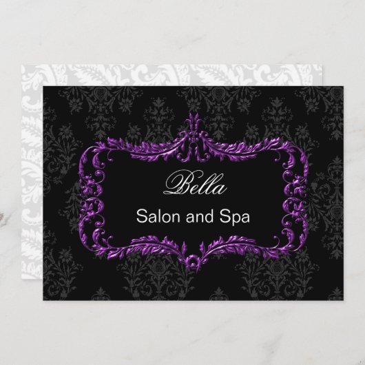 lila Damask Business Danke Cards (Vorne/Hinten)