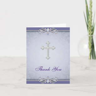 Lila Damask Christlich Cross Vielen Dank Dankeskarte