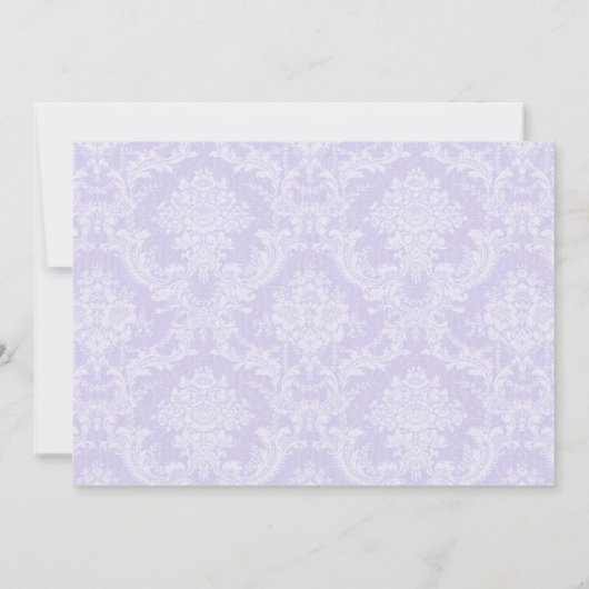 Lila Damask Cross Girls Foto Taufe Einladung (Rückseite)