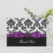lila Damask Dankeschön-Karten Dankeskarte (Stehend Vorderseite)