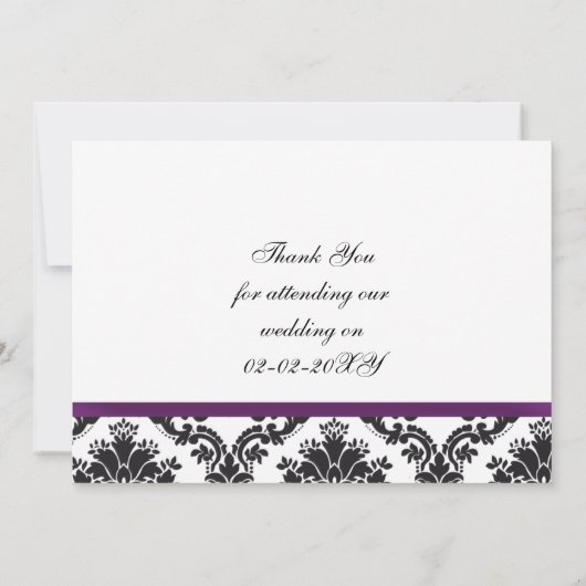 lila Damask Dankeschön-Karten Dankeskarte (Rückseite)
