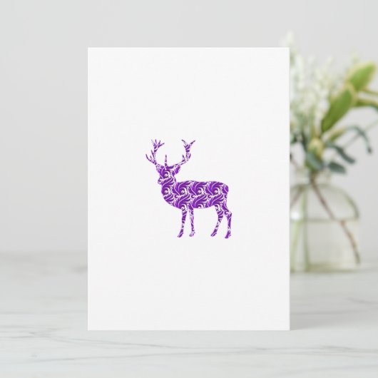 Lila Damask Deer Stag Einladung (Stehend Vorderseite)