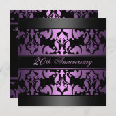 Lila Damask Design Hochzeitsfeier Einladung (Vorne/Hinten)