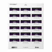Lila Damask Diamante Wedding Adressaufkleber (Vorne)