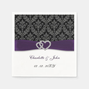 Lila Damask Diamante Wedding Classic Serviette