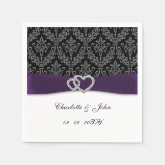 Lila Damask Diamante Wedding Classic Serviette