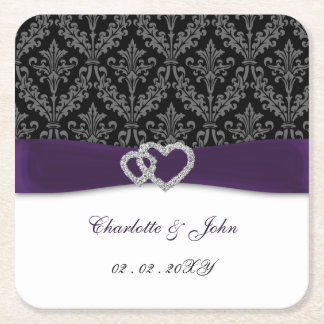 Lila Damask Diamante Wedding Rechteckiger Pappuntersetzer
