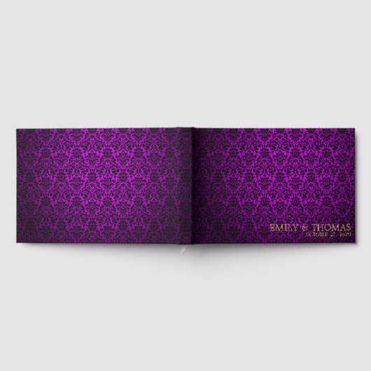 Lila Damask Gästebuch (Voll)