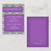 Lila Damask-Gästebuch Visitenkarte (Vorne/Hinten)