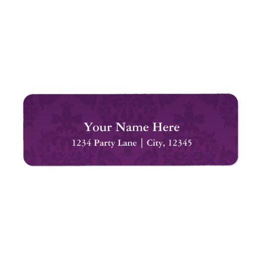 Lila Damask Glam Address Labels (Vorne)