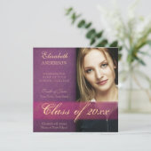 Lila Damask Grunge Abschluss Ankündigung (Stehend Vorderseite)