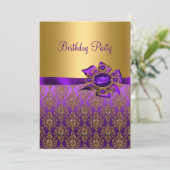 Lila Damask Jewel Geburtstagsparty 🎉 Einladungen (Stehend Vorderseite)