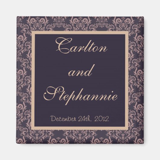 Lila Damask Lace Wedding Magnet (Vorne)