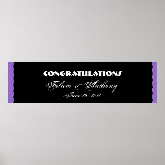 Lila Damask Lace Wedding oder Verlobung Banner Poster (Vorne)