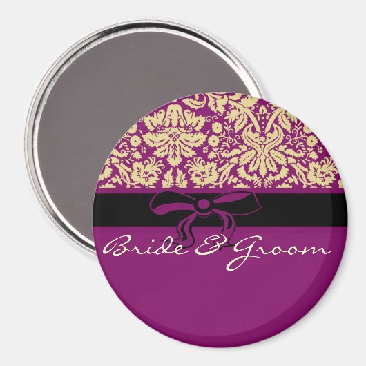 Lila Damask Magnet (Vorderseite/Rückseite)