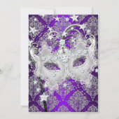 Lila Damask Maskerade einladen Einladung (Rückseite)