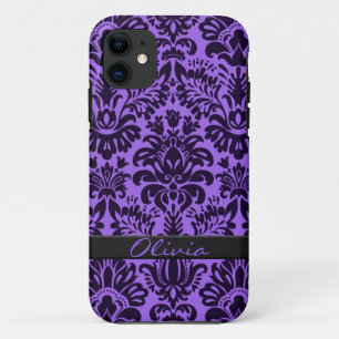 Lila Damask mit Namen Case-Mate iPhone Hülle