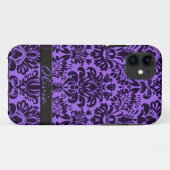 Lila Damask mit Namen Case-Mate iPhone Hülle (Rückseite (Horizontal))