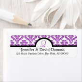 Lila Damask Monogram Q Hochzeitsmarken (Insitu)