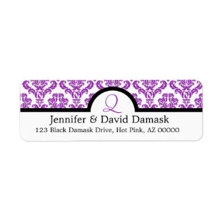 Lila Damask Monogram Q Hochzeitsmarken