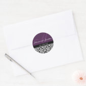Lila Damask Monogram Wedger Stickers (Umschlag)