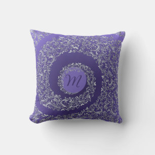Lila Damask Monogramm Kissen