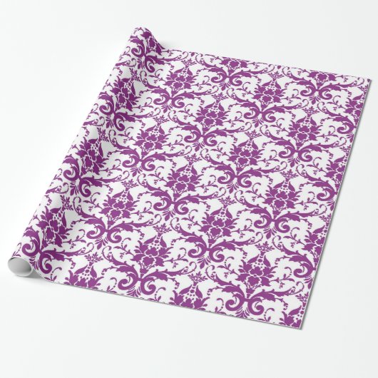 Lila Damask-Muster Geschenkpapier (Ungerollt)