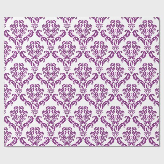 Lila Damask-Muster Geschenkpapier (Flach)
