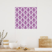 Lila Damask-Muster Poster (Küche)