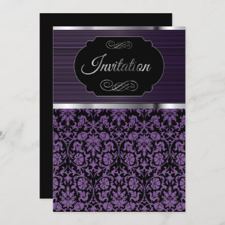 Lila Damask Party - Einladung