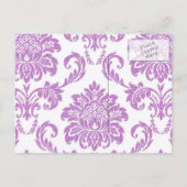 Lila Damask Save the Date Postkarte (Rückseite)